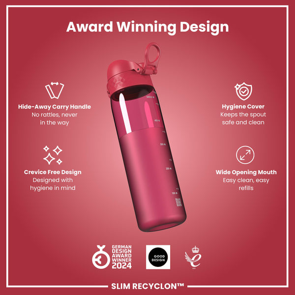 Antifugas Slim Botella de agua, Recyclon, Half-Cut, Magenta, 500ml (18oz) in Magenta
