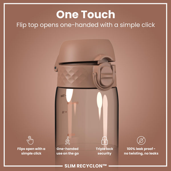 Leak Proof Slim Water Bottle, Recyclon, Half-Cut, Mocha, 500ml (18oz) in Mocha Mousse