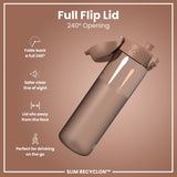Leak Proof Slim Water Bottle, Recyclon, Half-Cut, Mocha, 500ml (18oz) in Mocha Mousse