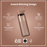 Leak Proof Slim Water Bottle, Recyclon, Half-Cut, Mocha, 500ml (18oz) in Mocha Mousse