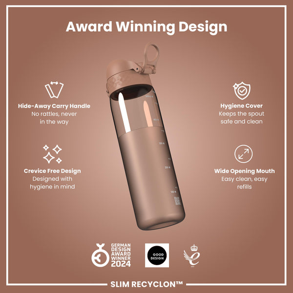 Leak Proof Slim Water Bottle, Recyclon, Half-Cut, Mocha, 500ml (18oz) in Mocha Mousse