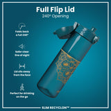 Leak Proof Slim Water Bottle, Recyclon, Half-Cut, Mandalas, 500ml (18oz) — additional product photo