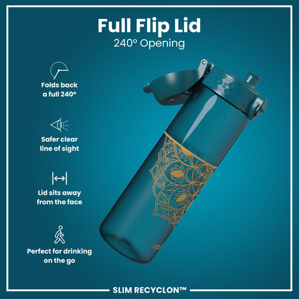 Leak Proof Slim Water Bottle, Recyclon, Half-Cut, Mandalas, 500ml (18oz) — additional product photo