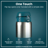 Leak Proof 1 Litre Thermal Water Bottle, Insulated, Half-Cut, Teal, 1L in Deep Teal