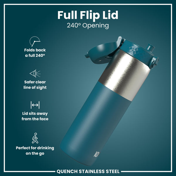 Leak Proof 1 Litre Thermal Water Bottle, Insulated, Half-Cut, Teal, 1L in Deep Teal