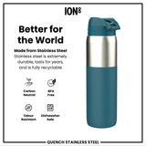 Leak Proof 1 Litre Thermal Water Bottle, Insulated, Half-Cut, Teal, 1L in Deep Teal