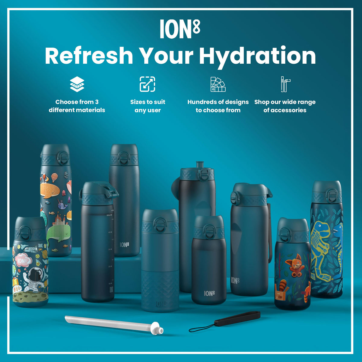 Leak Proof 1 Litre Thermal Water Bottle, Insulated, Half-Cut, Teal, 1L in Deep Teal
