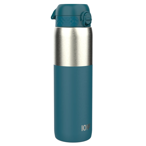Antifugas 1 Litre Botella de agua, Stainless Steel, Half-Cut, Teal, 1L in Deep Teal