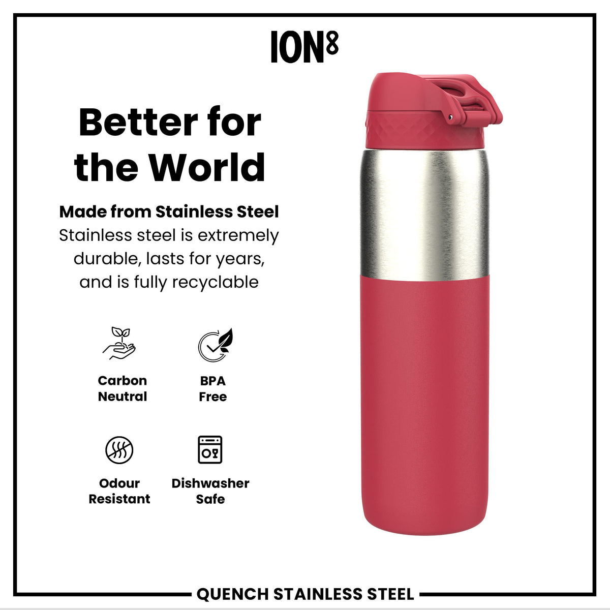 Antifugas 1 Litre Thermal Botella de agua, Insulated, Half-Cut, Magenta, 1L in Magenta