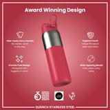 Antifugas 1 Litre Thermal Botella de agua, Insulated, Half-Cut, Magenta, 1L in Magenta