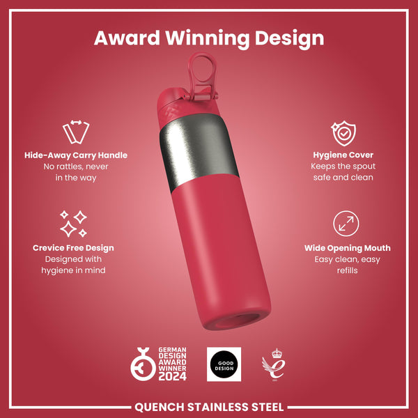 Antifugas 1 Litre Thermal Botella de agua, Insulated, Half-Cut, Magenta, 1L in Magenta