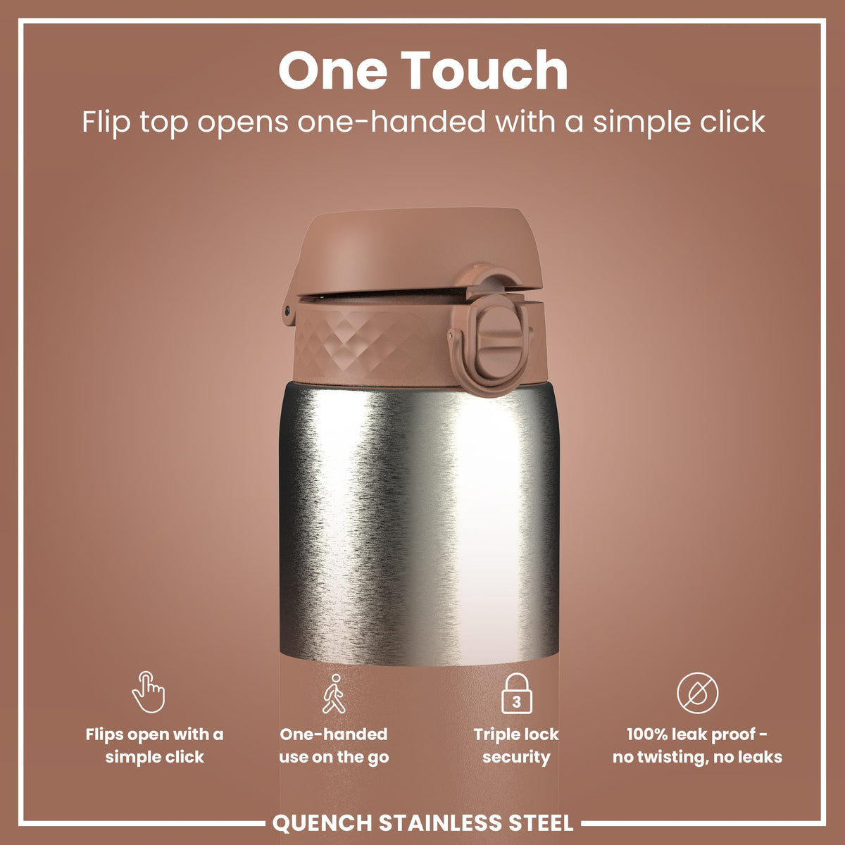 Antifugas 1 Litre Thermal Botella de agua, Insulated, Half-Cut, Mocha, 1L in Mocha Mousse