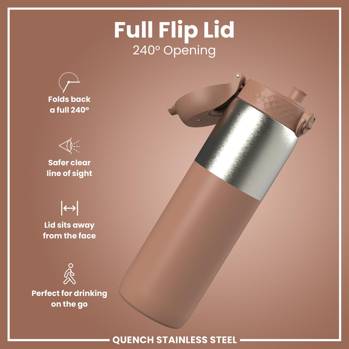 Leak Proof 1 Litre Water Bottle, Stainless Steel, Mocha, 1L in Mocha Mousse