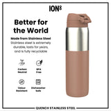 Leak Proof 1 Litre Water Bottle, Stainless Steel, Mocha, 1L in Mocha Mousse