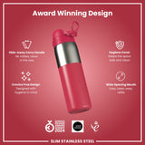 Leak Proof Slim Water Bottle, Stainless Steel, Half-Cut, Magenta, 600ml (20oz) in Magenta