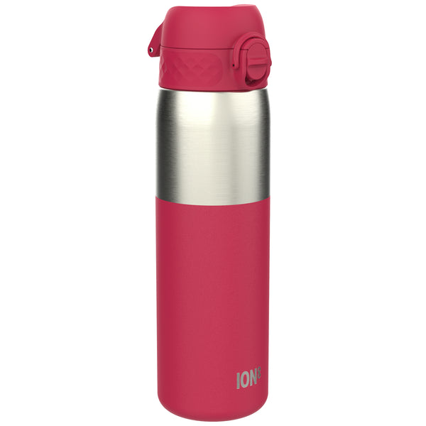 Antifugas Slim Botella de agua, Stainless Steel, Half-Cut, Magenta, 600ml (20oz) in Magenta