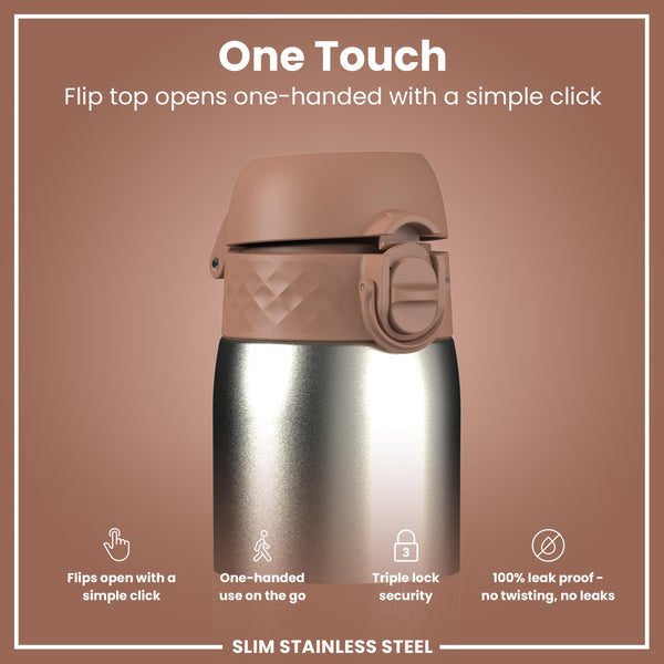Leak Proof Slim Water Bottle, Stainless Steel, Mocha, 600ml (20oz) in Mocha Mousse