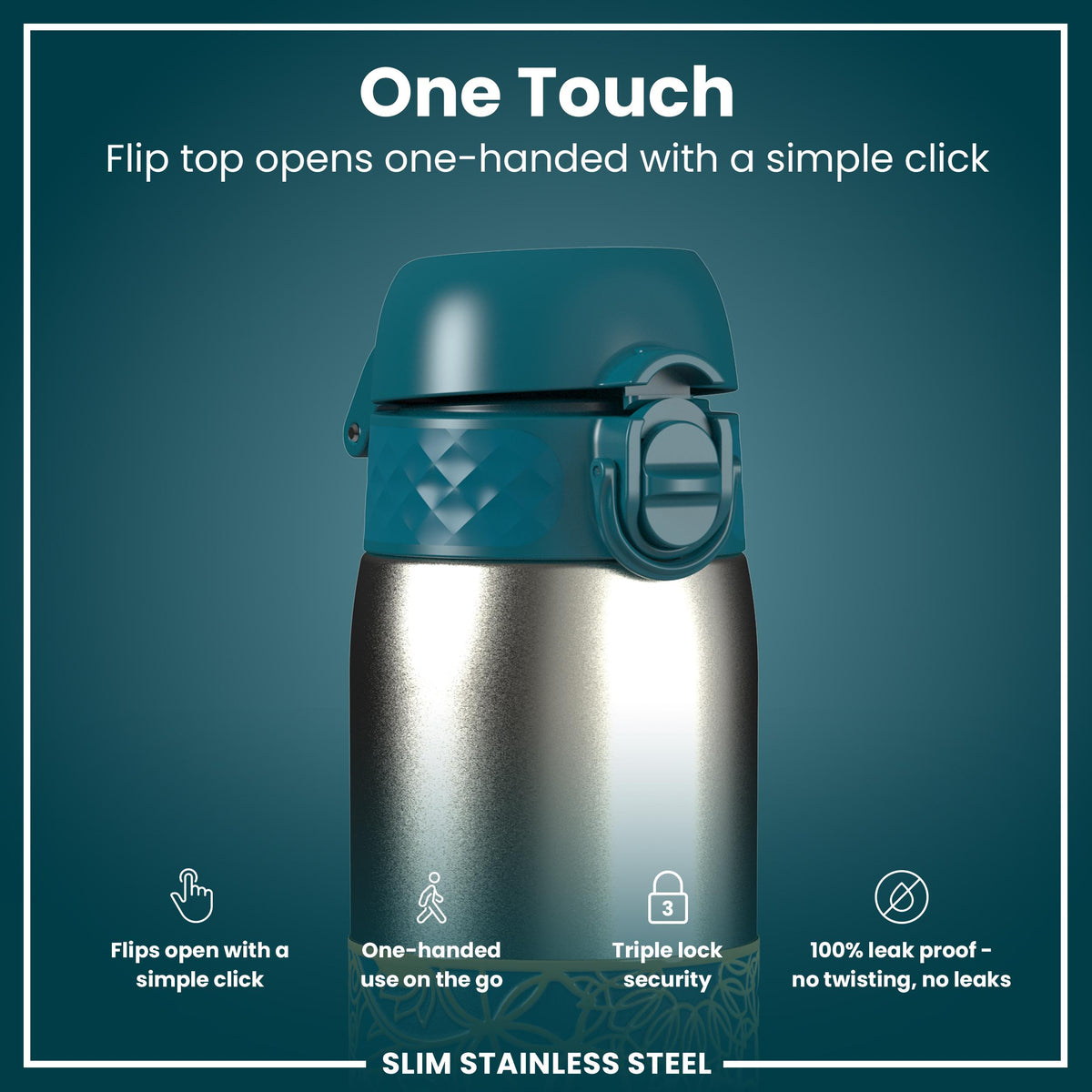 Antifugas Slim Botella de agua, Stainless Steel, Half-Cut, Mandalas, 600ml (20oz) — foto adicional del producto