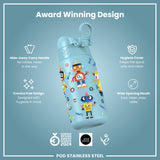 Leak Proof Water Bottle, Stainless Steel, Robots, 400ml (13oz) — additional product photo