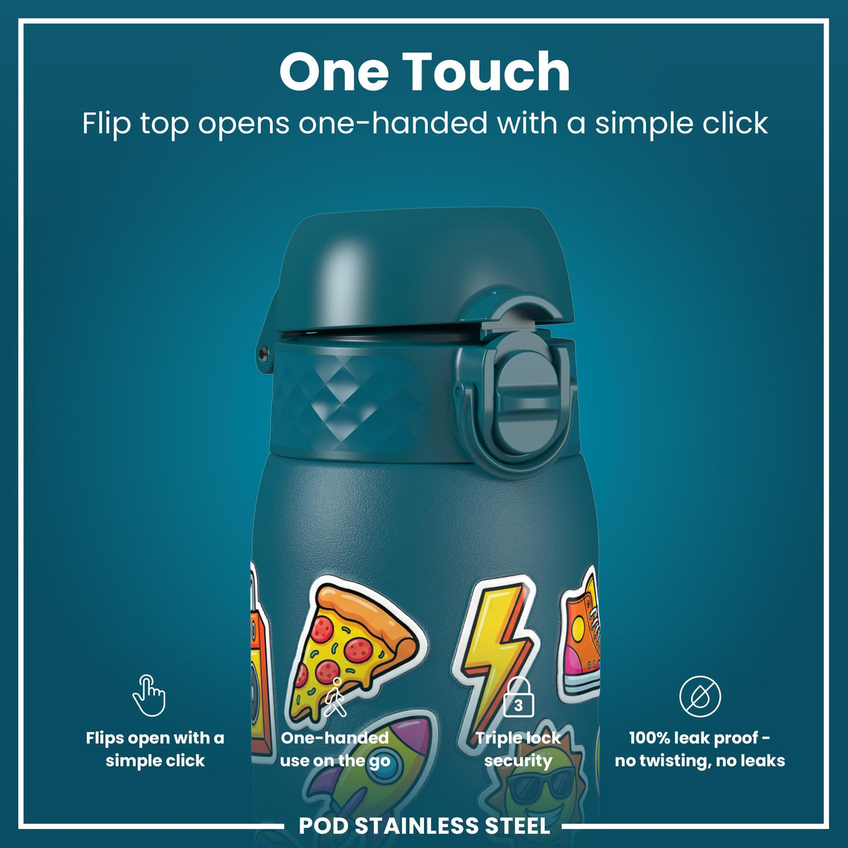 Antifugas Botella de agua, Stainless Steel, Stickers, 400ml (13oz) — foto adicional del producto