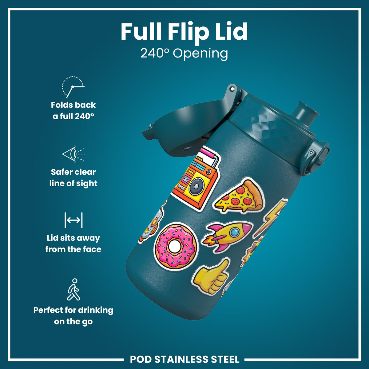 Antifugas Botella de agua, Stainless Steel, Stickers, 400ml (13oz) — foto adicional del producto