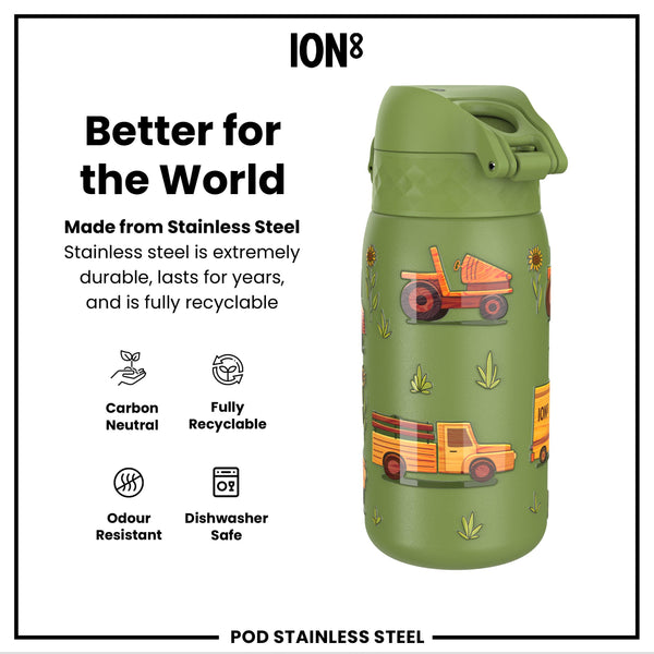 Leak Proof Water Bottle, Stainless Steel, Farm Machines, 400ml (13oz) — additional product photo