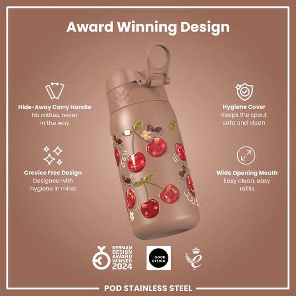 Antifugas Botella de agua, Stainless Steel, Cherries, 400ml (13oz) — foto adicional del producto
