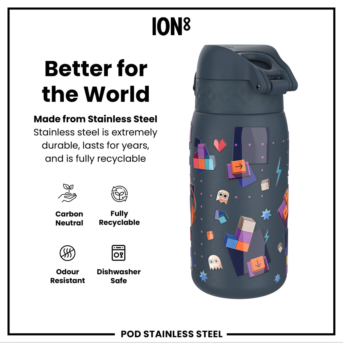 Leak Proof Water Bottle, Stainless Steel, Gamer, 400ml (13oz) — additional product photo