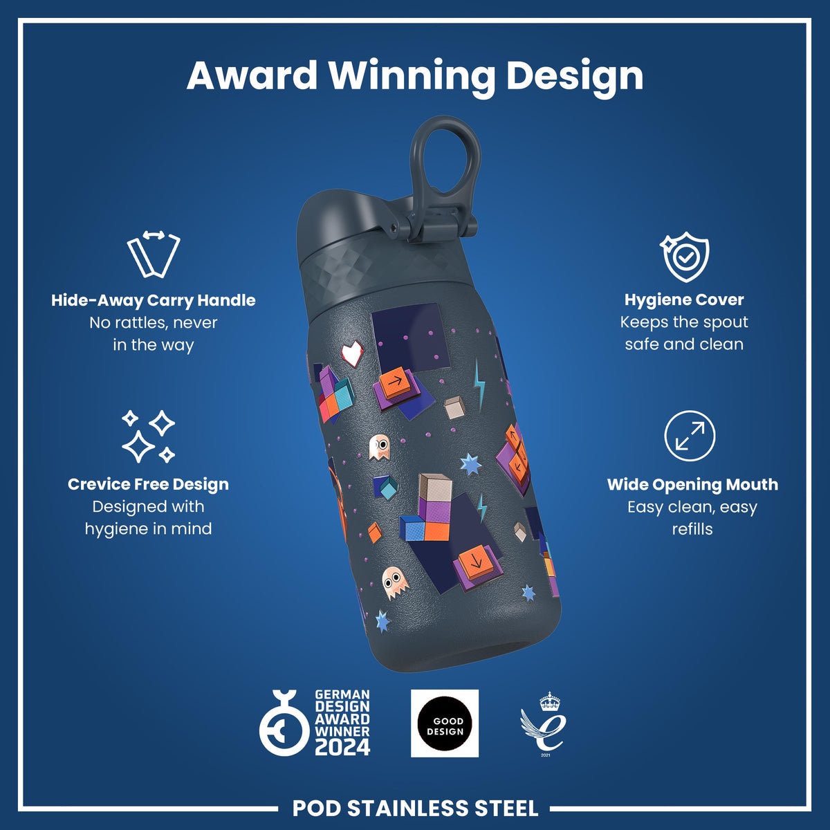 Leak Proof Water Bottle, Stainless Steel, Gamer, 400ml (13oz) — additional product photo