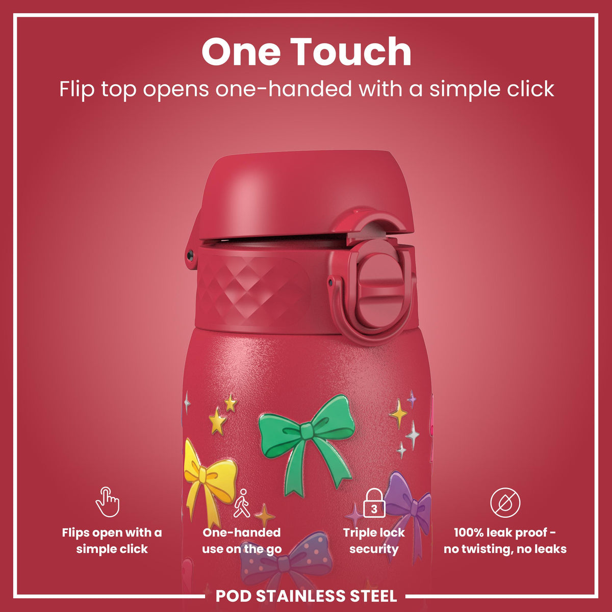 Antifugas Botella de agua, Stainless Steel, Bows, 400ml (13oz) — foto adicional del producto