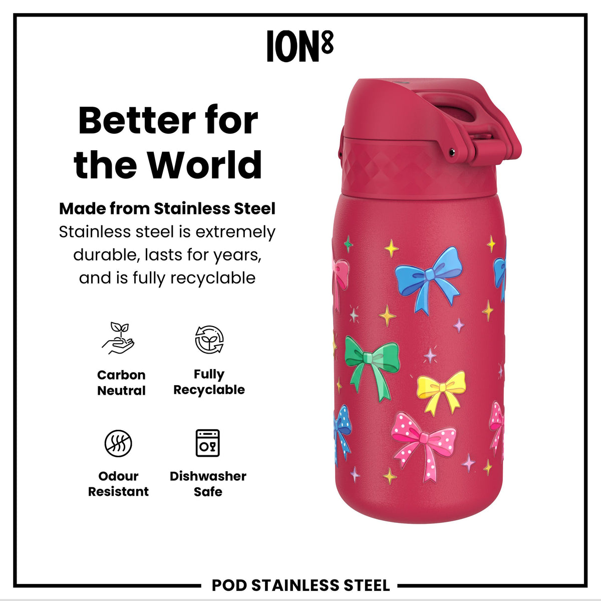 Antifugas Botella de agua, Stainless Steel, Bows, 400ml (13oz) — foto adicional del producto