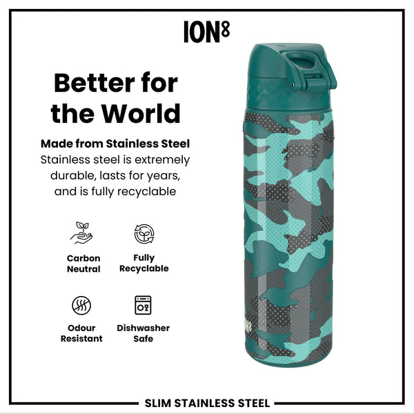 Leak Proof Slim Water Bottle, Stainless Steel, Camouflage, 600ml (20oz) — additional product photo