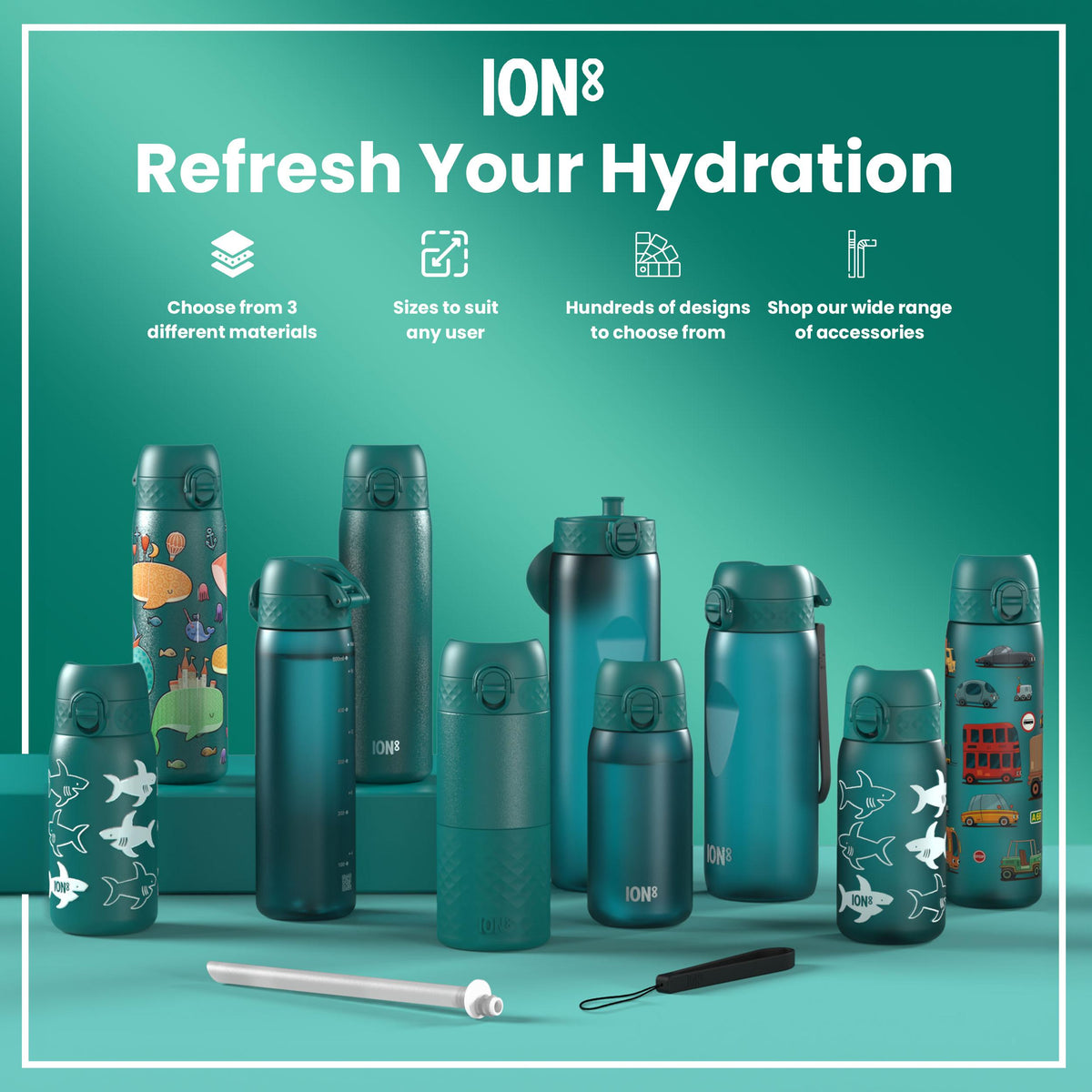 Leak Proof Slim Water Bottle, Stainless Steel, Camouflage, 600ml (20oz) — additional product photo