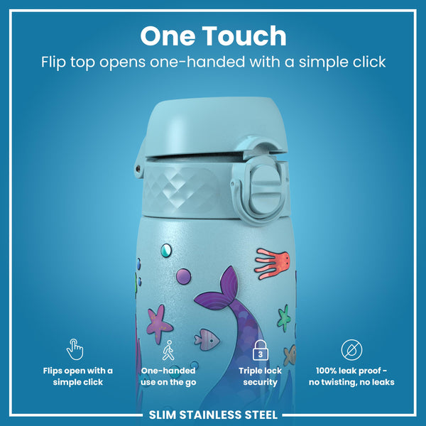 Leak Proof Slim Water Bottle, Stainless Steel, Mermaids, 600ml (20oz) — additional product photo
