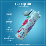 Leak Proof Slim Water Bottle, Stainless Steel, Mermaids, 600ml (20oz) — additional product photo