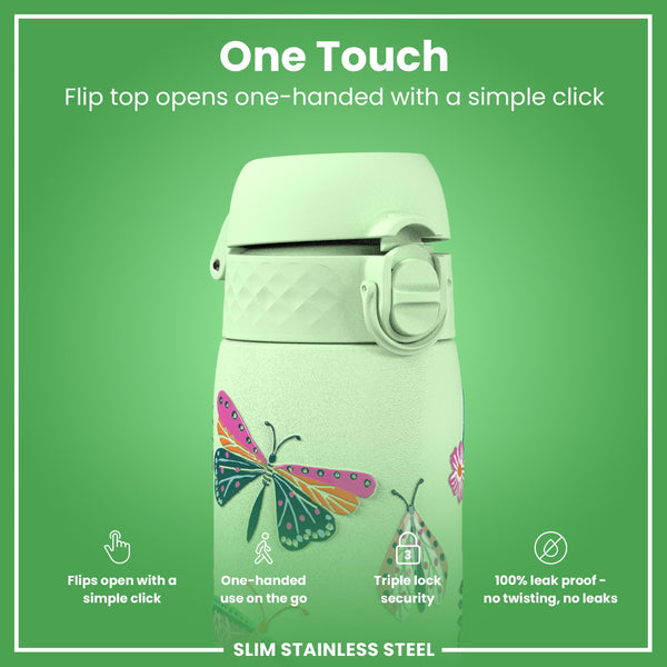 Leak Proof Slim Water Bottle, Stainless Steel, Wild Butterfly, 600ml (20oz) — additional product photo