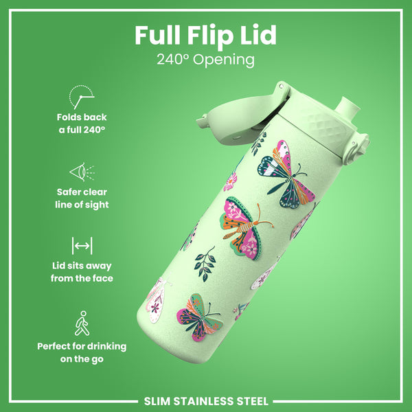 Leak Proof Slim Water Bottle, Stainless Steel, Wild Butterfly, 600ml (20oz) — additional product photo