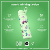 Leak Proof Slim Water Bottle, Stainless Steel, Wild Butterfly, 600ml (20oz) — additional product photo