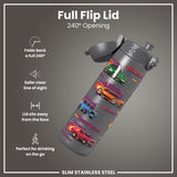 Leak Proof Slim Water Bottle, Stainless Steel, Sports Cars, 600ml (20oz) — additional product photo