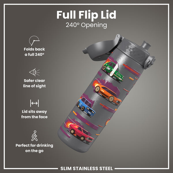 Leak Proof Slim Water Bottle, Stainless Steel, Sports Cars, 600ml (20oz) — additional product photo