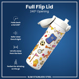Leak Proof Slim Water Bottle, Stainless Steel, Football, 600ml (20oz) — additional product photo
