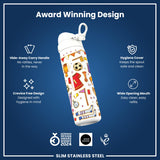 Leak Proof Slim Water Bottle, Stainless Steel, Football, 600ml (20oz) — additional product photo