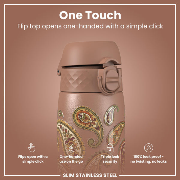 Leak Proof Slim Water Bottle, Stainless Steel, Paisley, 600ml (20oz) — additional product photo