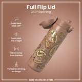 Leak Proof Slim Water Bottle, Stainless Steel, Paisley, 600ml (20oz) — additional product photo