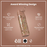 Leak Proof Slim Water Bottle, Stainless Steel, Paisley, 600ml (20oz) — additional product photo