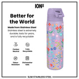 Leak Proof Slim Water Bottle, Stainless Steel, Delicate Floral, 600ml (20oz) — additional product photo