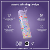 Leak Proof Slim Water Bottle, Stainless Steel, Delicate Floral, 600ml (20oz) — additional product photo