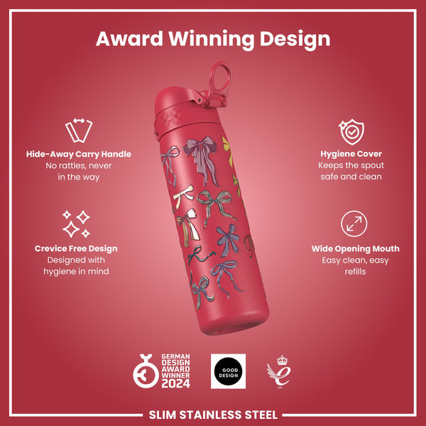 Antifugas Slim Botella de agua, Stainless Steel, Bows, 600ml (20oz) — foto adicional del producto