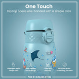 Leak Proof Thermal Steel Water Bottle, Insulated, Blue Sharks, 320ml (11oz) — additional product photo