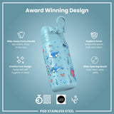 Leak Proof Thermal Steel Water Bottle, Insulated, Blue Sharks, 320ml (11oz) — additional product photo